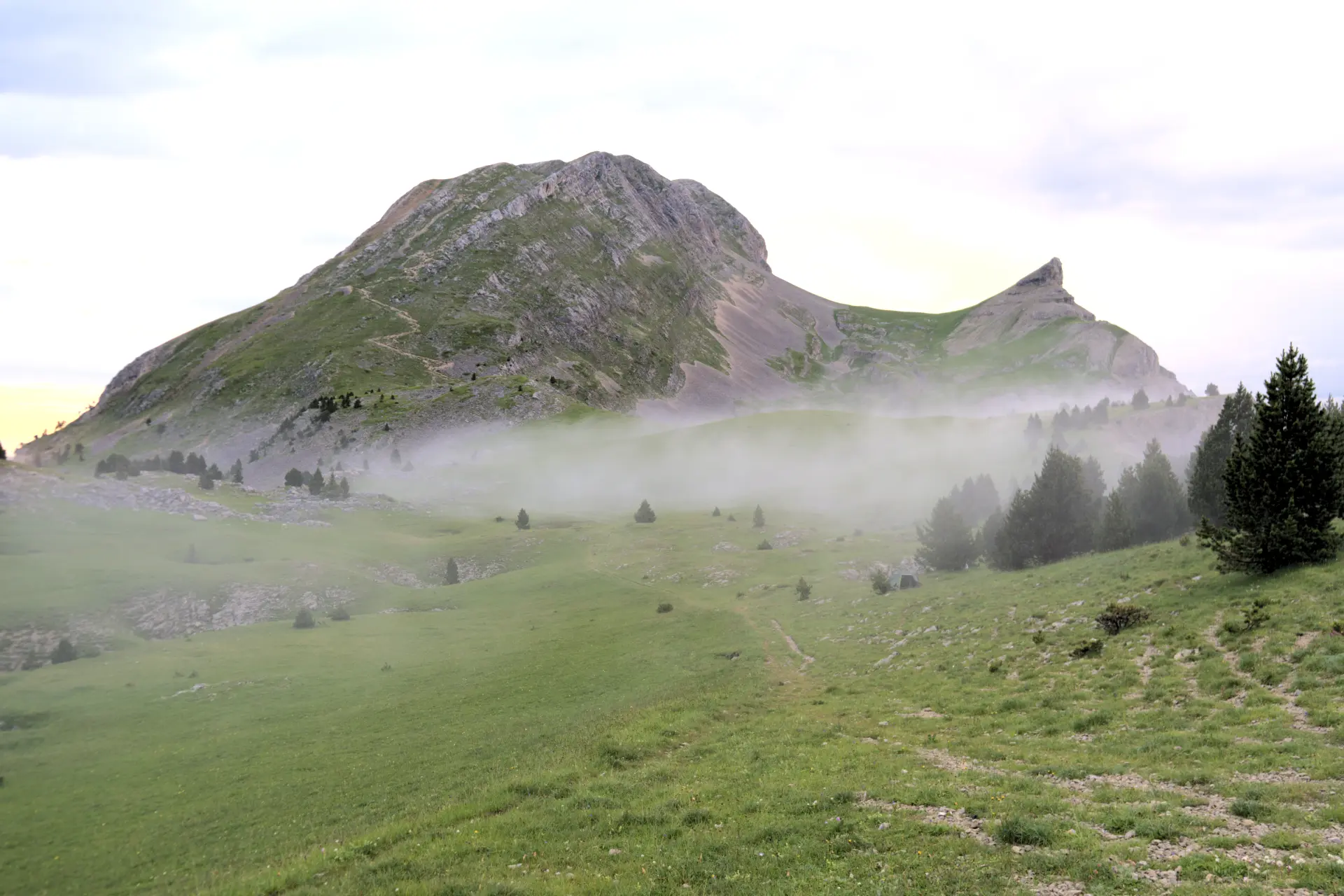 Grand Veymont after the storm: raking light on the limestone ridge