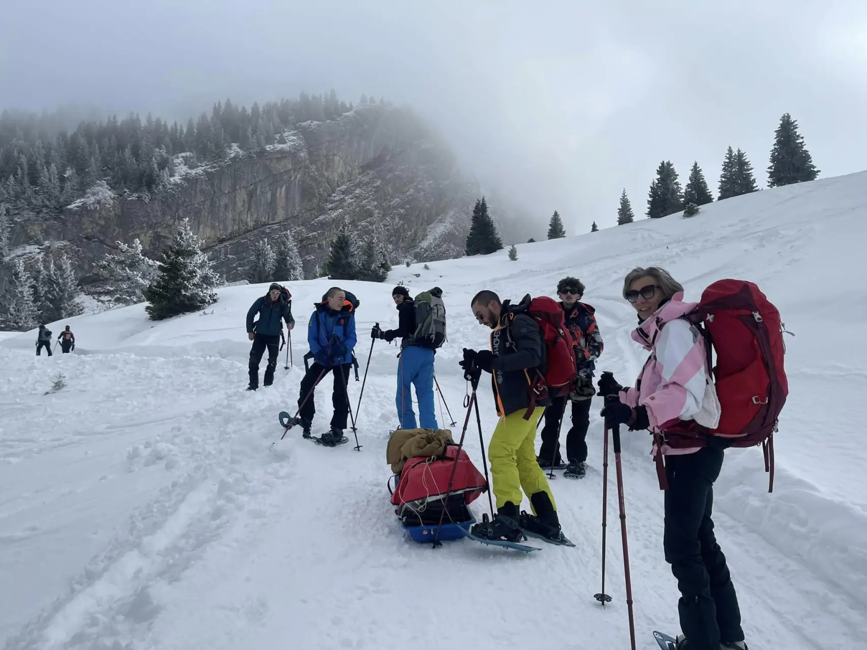 Snowshoe igloo pulka