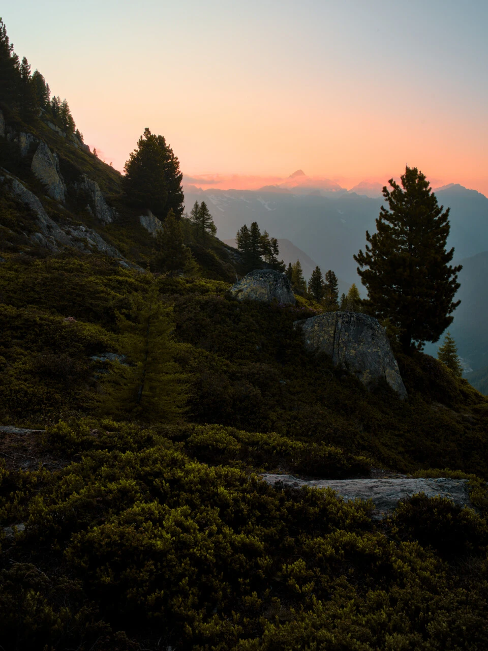 Evening light on the ridges near the Col de Balme